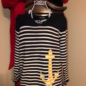 Just in Norton Studio Petites Navy and White stripe Anchor sweater